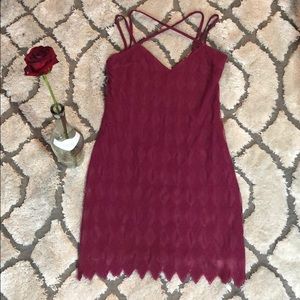 Geometric Burgundy Dress